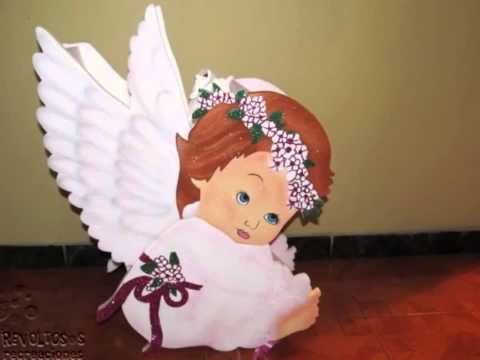 FIGURAS ANGELES EN ICOPOR PRIMERA COMUNION - YouTube