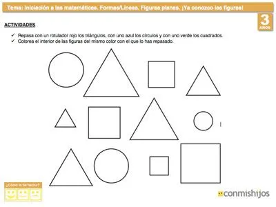 Conocer las figuras planas. Ejercicio de matemáticas para niños