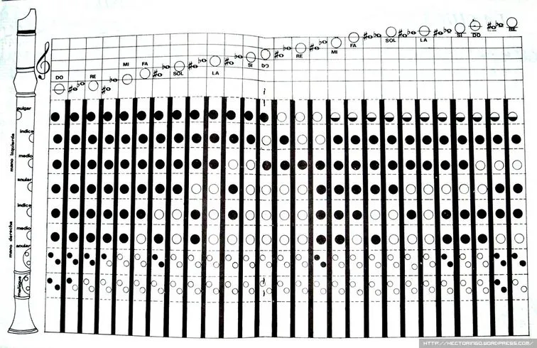 flauta notas Posición de dedos : CURSOS DE GUITARRA