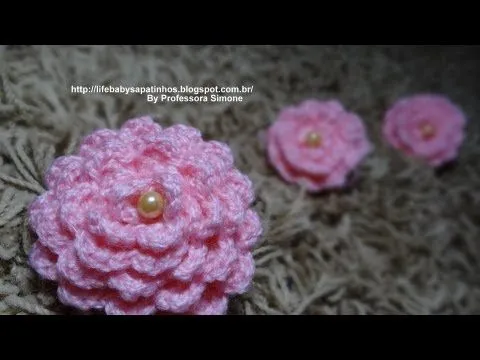 Flor para aplicação em Crochê com Pérola - Professora Simone - YouTube