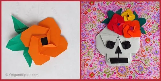 Cómo se hace una flor en origami para la Calavera Catrina
