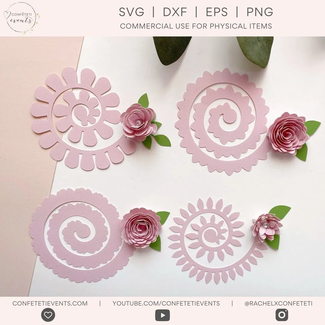 Flor de papel SVG Flor enrollada SVG Plantilla de flor de - Etsy México