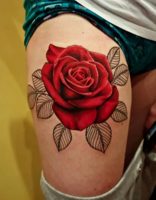 Flor Rosa Roja - Tatuajes para Mujeres