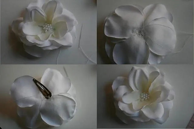 Como hacer flores en tela para vestidos - Imagui