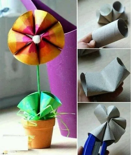 Una flor con tubos de cartón « Manualidades