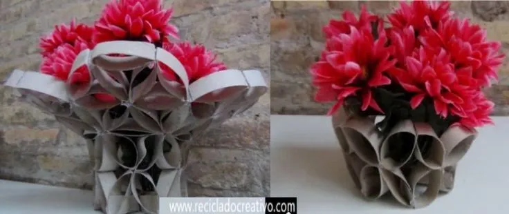 Cómo hacer un florero - frutero reciclando tubos de cartón de ...