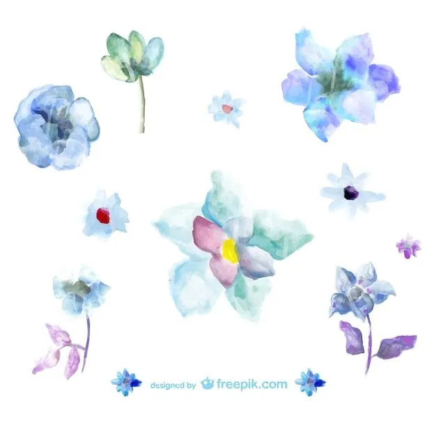 Flores azules estilo acuarela | Descargar Vectores gratis