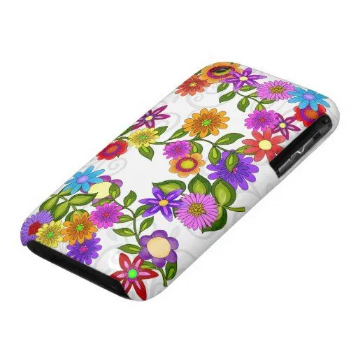 Flores brillantes iPhone 3 protectores de Zazzle.