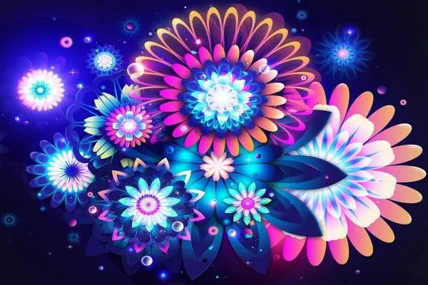 Grandes flores de colores brillantes (13318)
