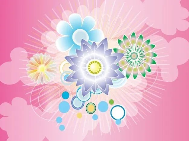 Flores de colores con burbujas de fondo abstracto | Descargar ...