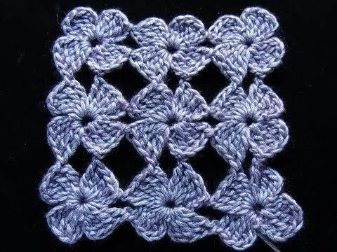 Pastilla cuadrada de flor crochet - Imagui