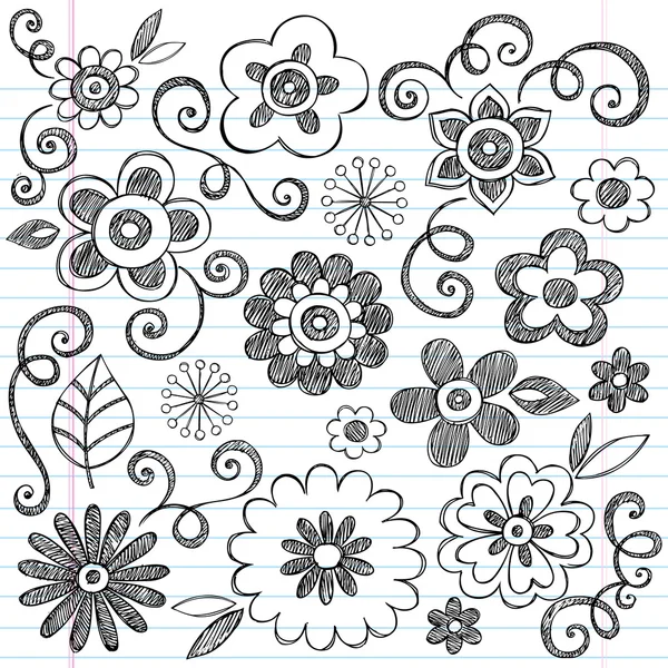 Flores cuaderno incompleto doodles vector elementos de diseño ...