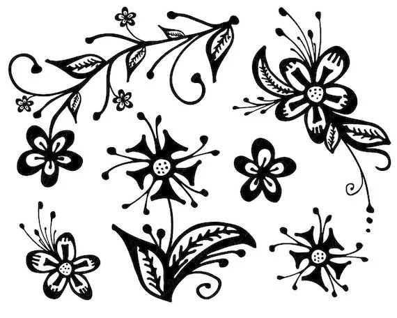 Flores dibujadas a mano / / imágenes prediseñadas por Everdawn