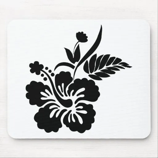 Flores hawaianas blancos y negros tapetes de raton | Zazzle