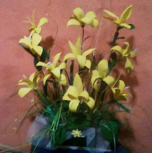 Flores hechas de hoja de maiz y pet | Flores de maiz pintadas a mano