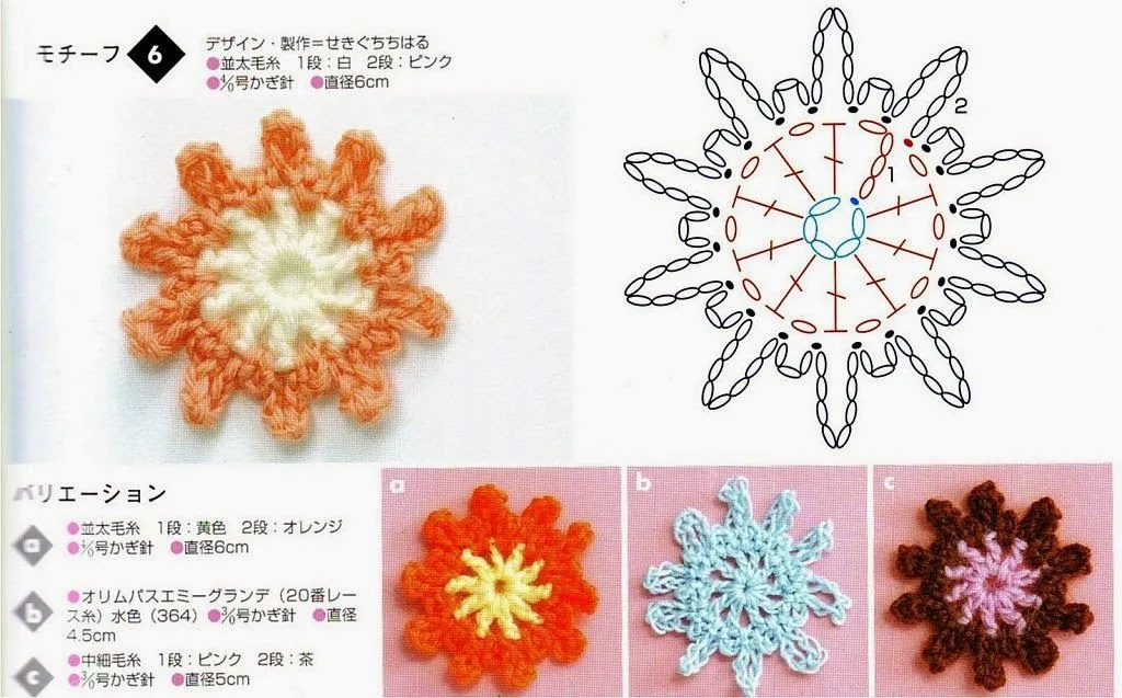 Flores japonesas al crochet | Crochet y Dos agujas - Patrones de ...