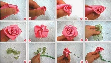 Como hacer una rosa con liston paso a paso - Imagui