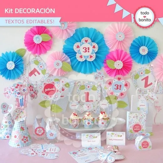 Flores y mariposas: Kit decoración | Fiestas infantiles | Pinterest