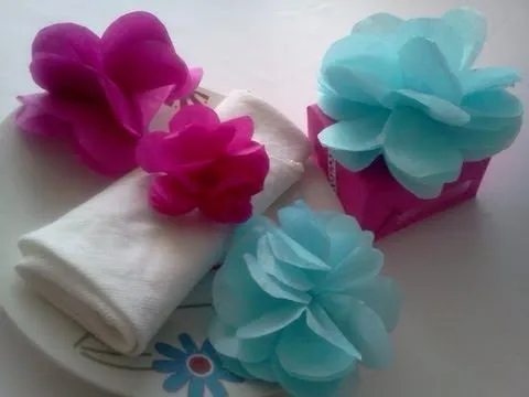 Como hacer flores de papel de China - Imagui