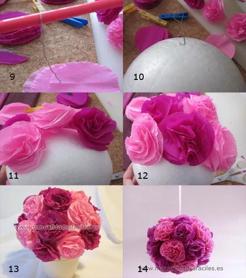 flores decorativas de papel | Manualidades faciles