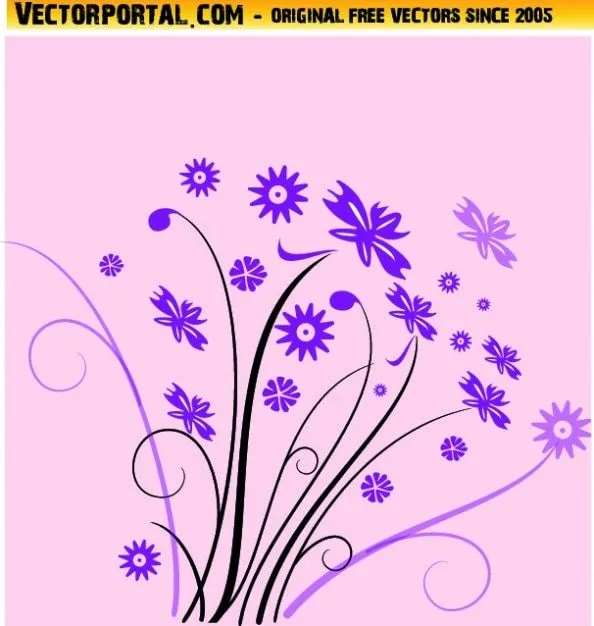 Flores silvestres de color violeta con remolinos vector ...