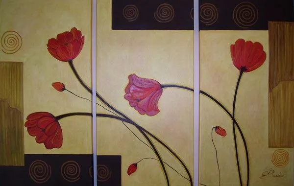 flores-tríptico | Cuadros abstractos