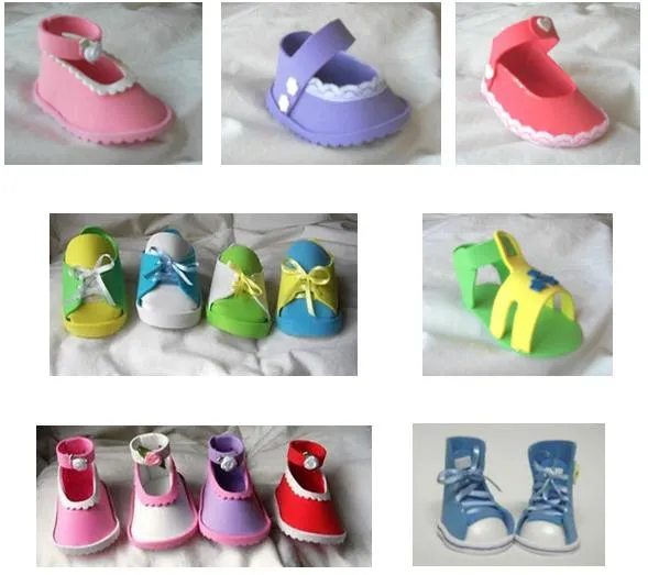 Zapatos de goma eva para baby shower - Imagui