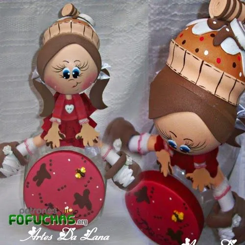 Fofucha niña cupcake goma-eva | Patrones Fofuchas