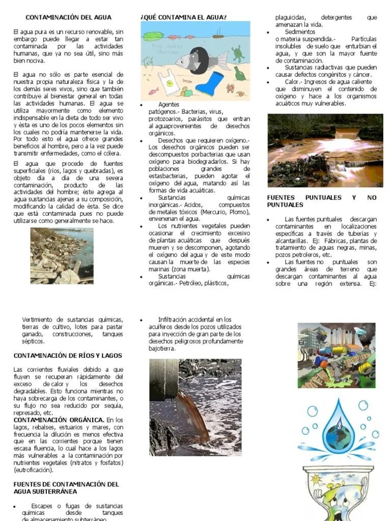 Folleto de Contaminación Del Agua | PDF | Contaminación | Agua