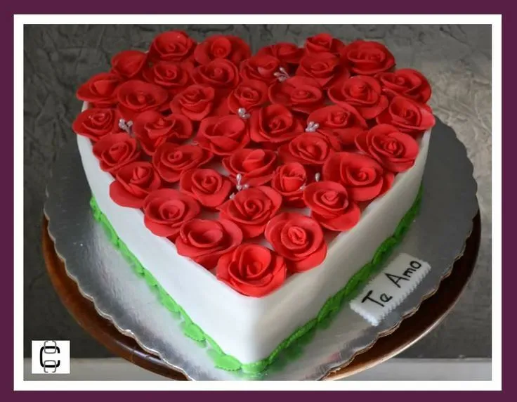 FONDANT VALENTINE´S HEART FULL OF ROSES CAKE / PASTEL DE CORAZON ...