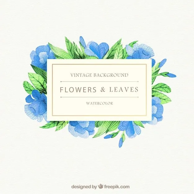 Fondo de flores azules de acuarela y hojas | Descargar Vectores gratis