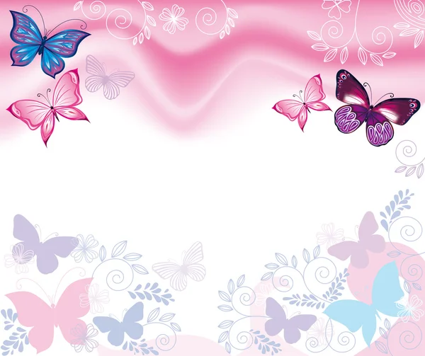 Fondo con flores y mariposas — Vector stock © pinkkoala #5742844