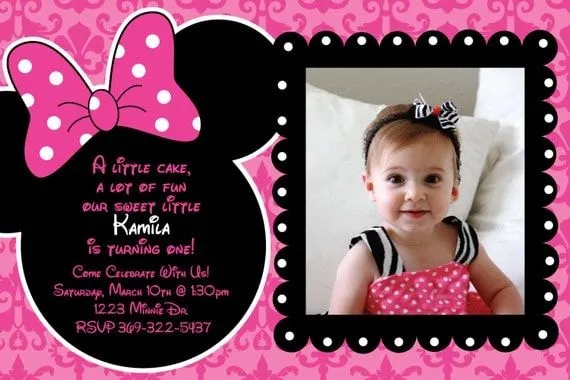 Invitaciónes para cumpleaños Minnie bebé - Imagui