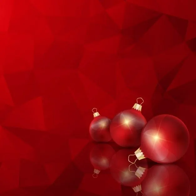 Fondo navideño rojo geométrico con bolas | Descargar Vectores gratis