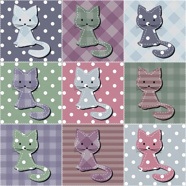 Fondo de patchwork con gatos — Vector stock © kle555 #27497075