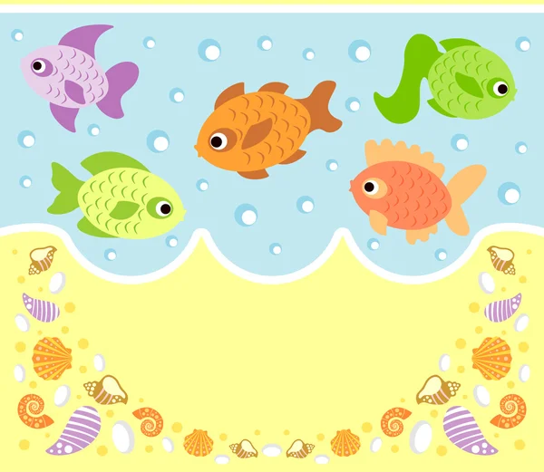 Fondo con peces de dibujos animados de animales marinos — Vector ...