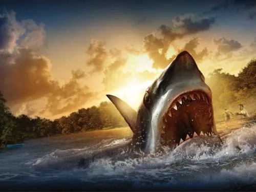 Fondo de un sorprendente tiburón saliendo del mar | Software ...