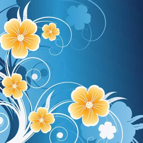 Flores en fondo azul -