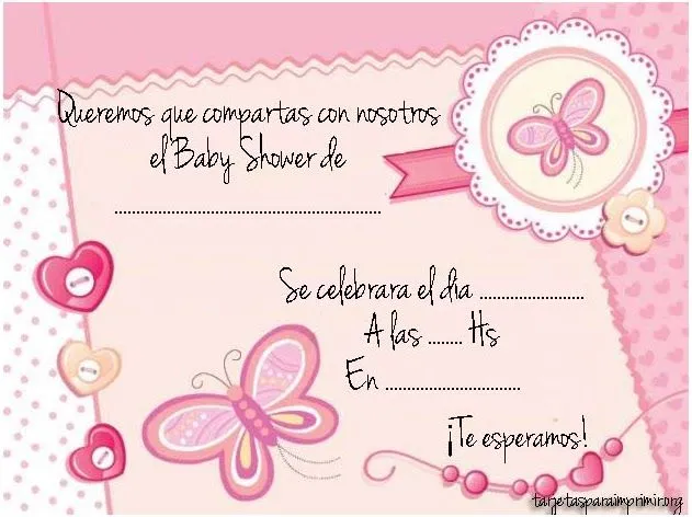 Fondos de tarjetas con mariposas para baby shower de niña - Imagui