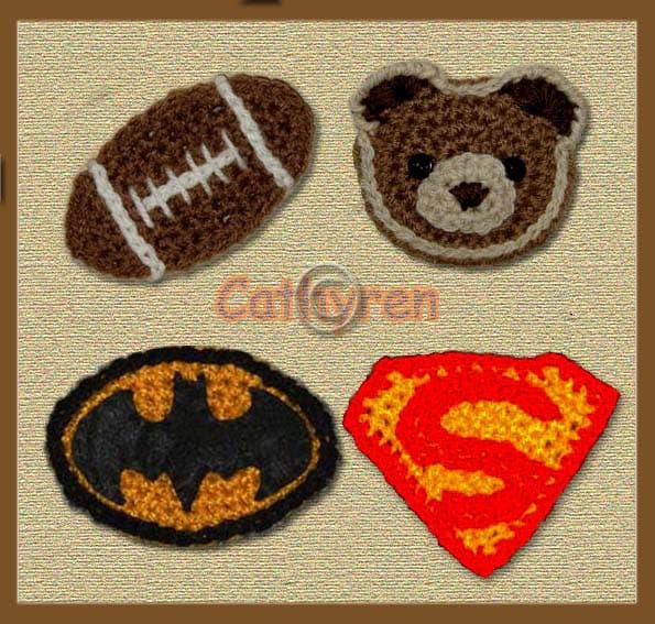 Football Teddy Bear Batman and Superman Logos por CathyrenDesigns