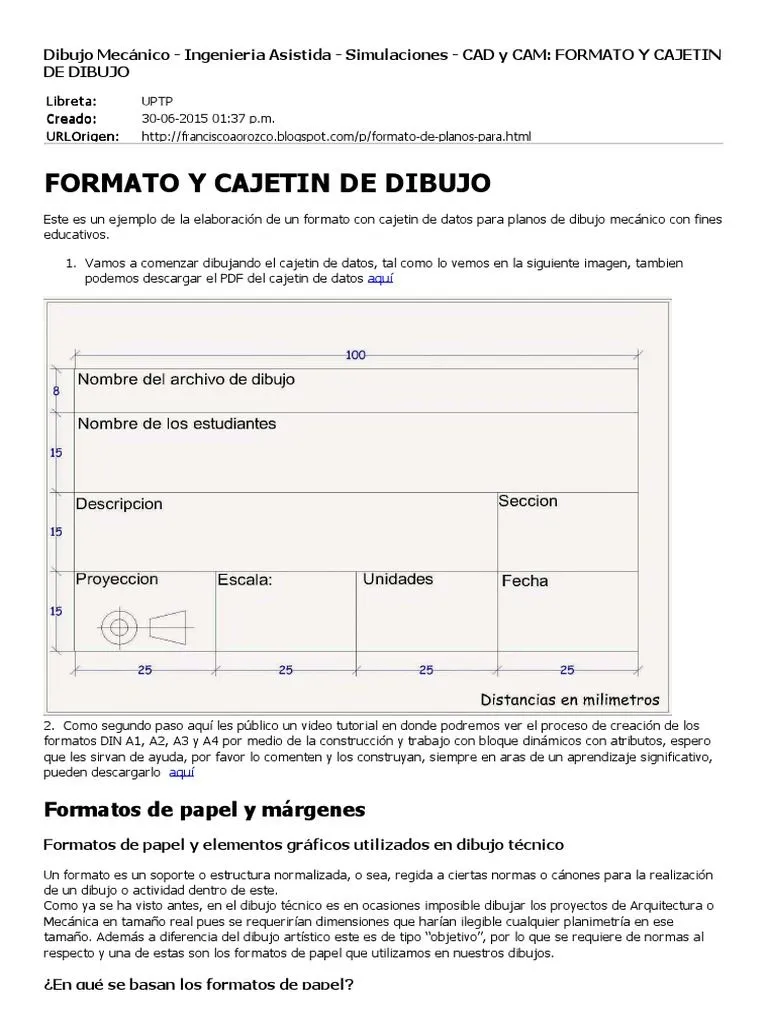 Formato y Cajetin de Dibujo | PDF | Science | Tecnología (general)