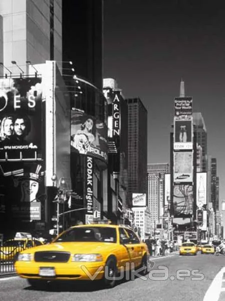 Foto: Lámina en blanco y negro de Nueva York y el mítico Taxi de ... Foto: Lámina en blanco y negro de Nueva York y el mítico Taxi de ...