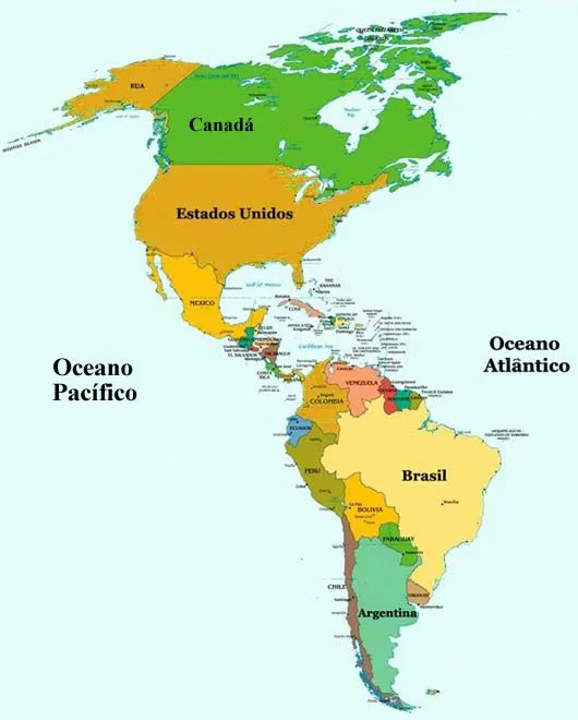 Mapa politico de continente americano detallado - Imagui