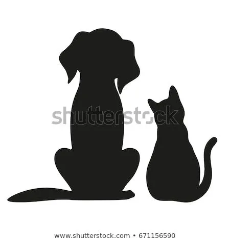 Foto stock - gato · perro · vector · amistad · negro · silueta ...