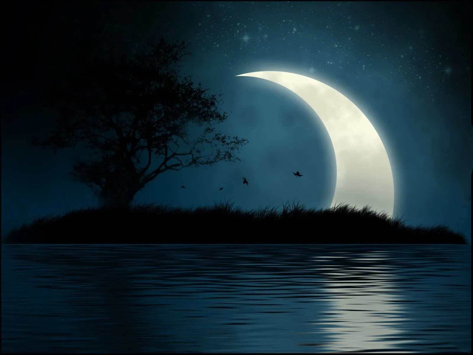 FOTOFRONTERA: Gran isla en la oscuridad con una hermosa luna FOTOFRONTERA: Gran isla en la oscuridad con una hermosa luna