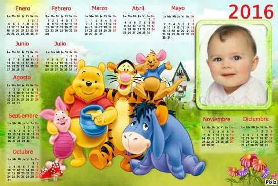 Fotomontaje de Calendario 2016 Winnie Pooh | Fotomontajes infantiles