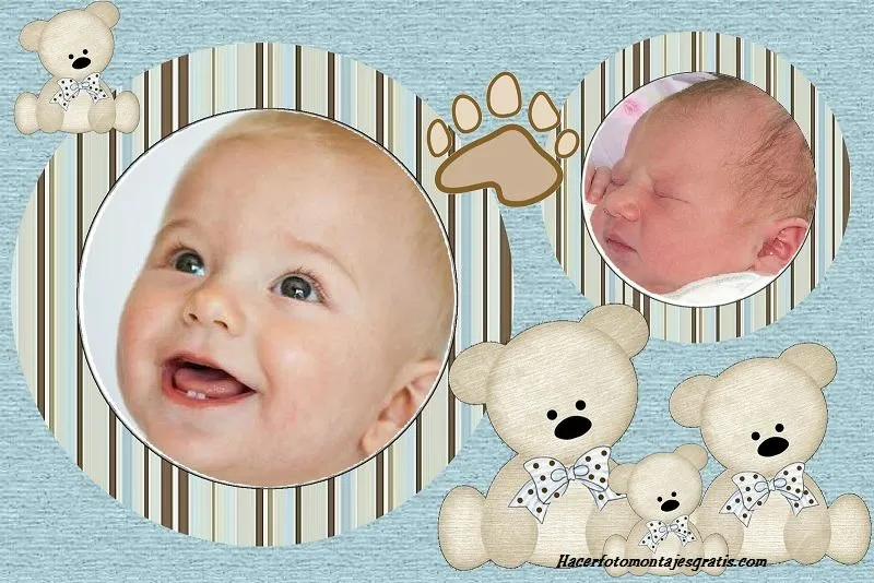 Fotomontaje para dos fotos de bebes con ositos | Hacer ...