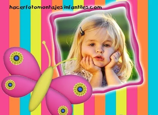 Fotomontaje para nenas con mariposa rosa | Fotomontajes infantiles