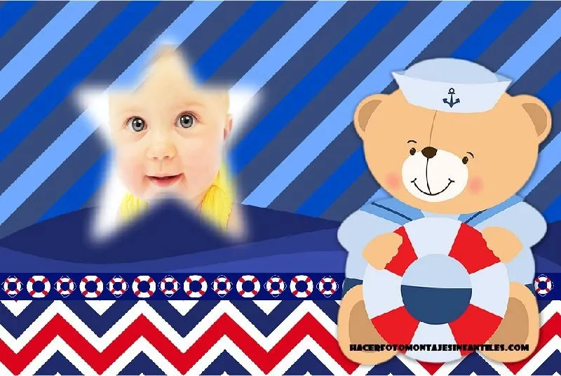 Fotomontaje de osito marinero para bebés | Fotomontajes infantiles
