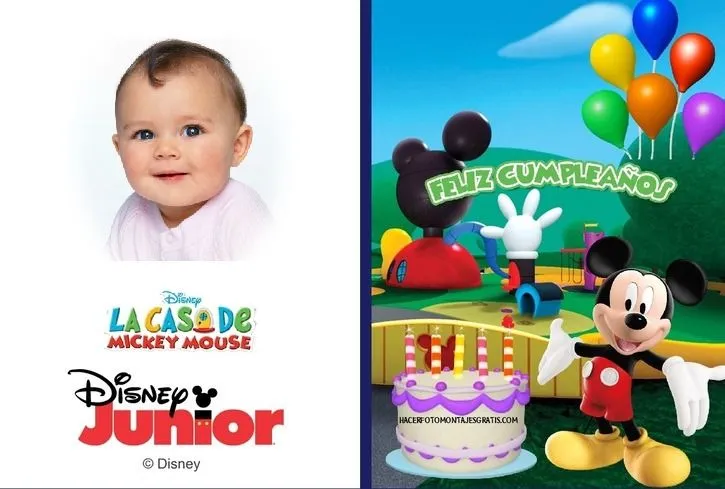 Fotomontaje de Cumpleaños con Mickey Mouse | Hacer Fotomontajes Gratis